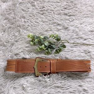 Pappagallo vintage Brown Leather Belt with Textured Pattern